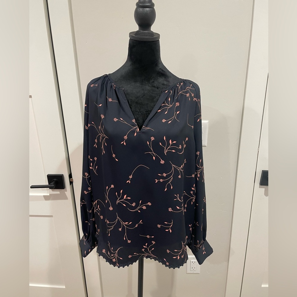 Joie Navy Floral Blouse